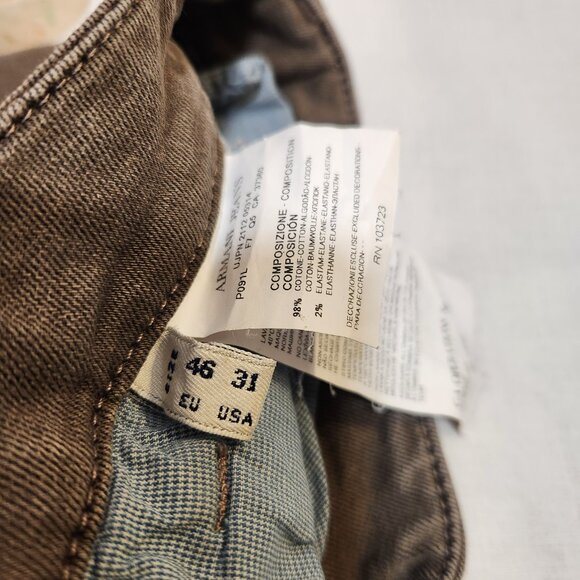 AJ Armani Jeans Slim Fit Cargo Denim – Size 31 x 37 – Brown Vintage Wash - Picture 3 of 9